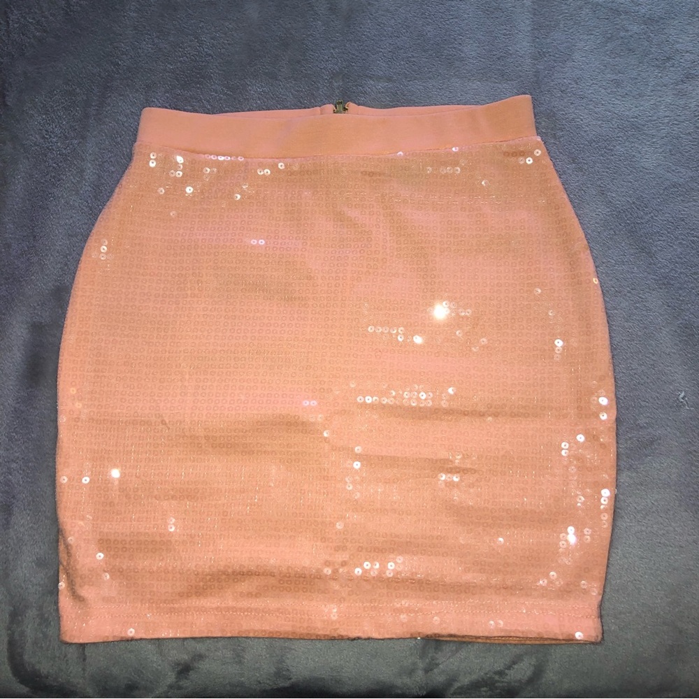 H&M sparkly sequin orange mini skirt